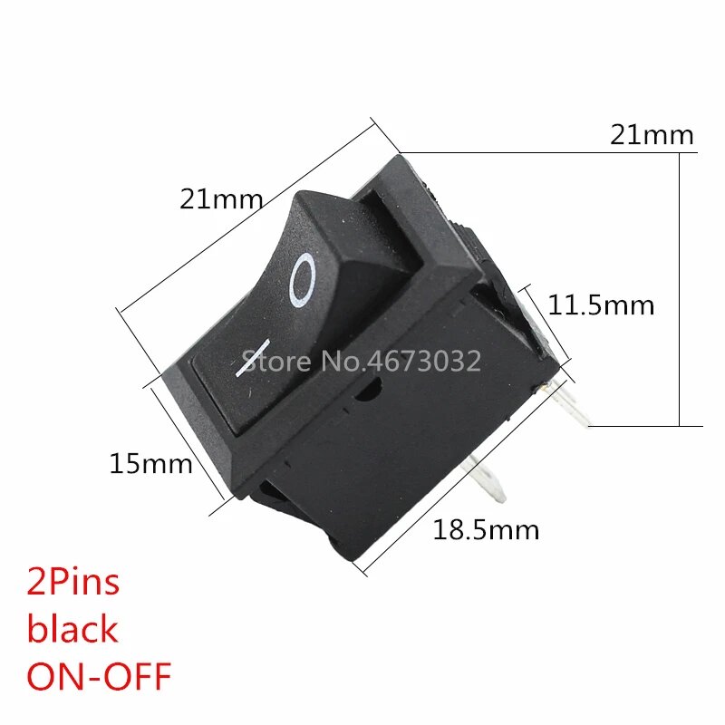 10 шт. кнопочный переключатель 15x21 мм SPST 2Pin KCD11 KCD1 защелкивающийся вкл/выкл кулисный переключатель для лодки 15 мм * 21 мм черный красный и белый Черный