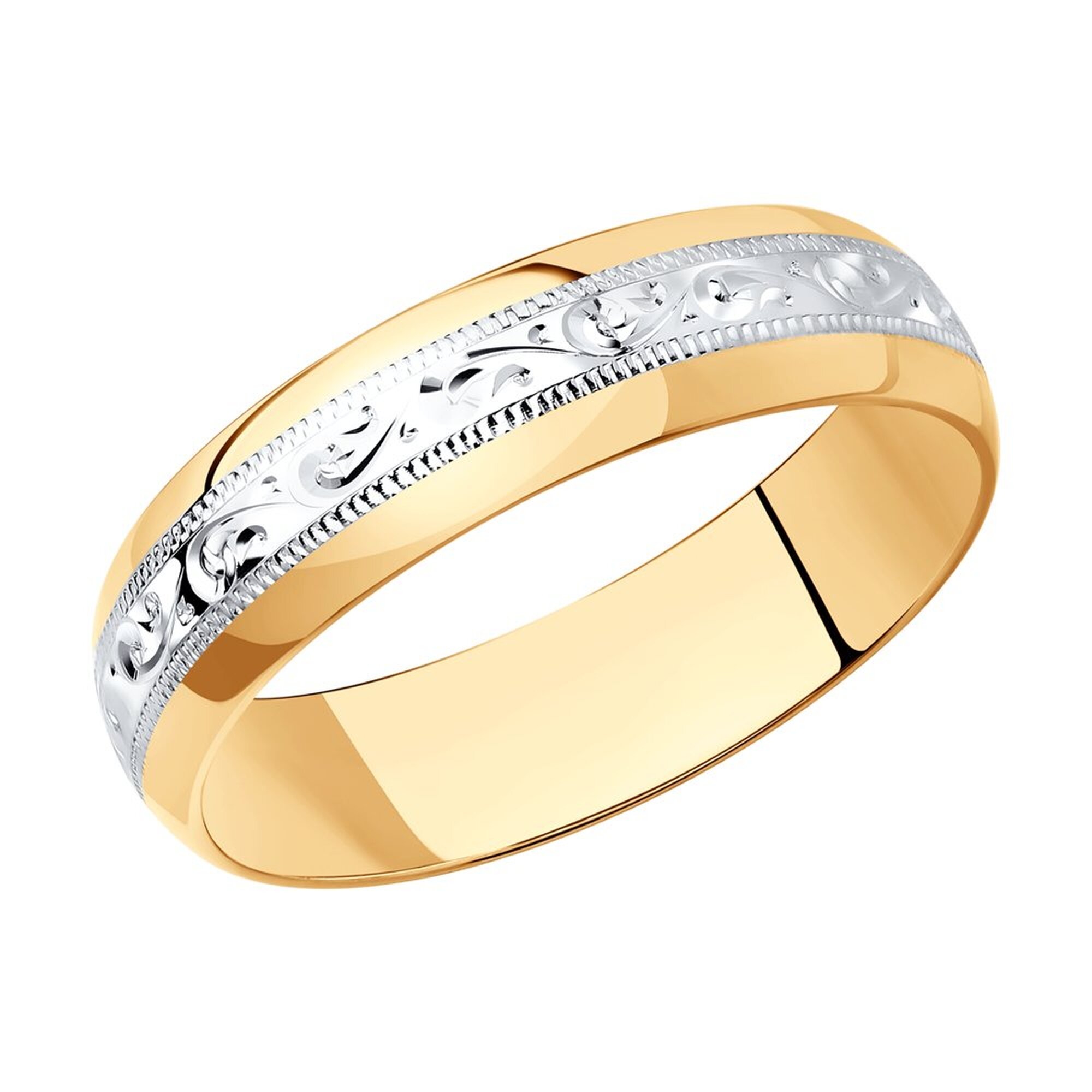 Кольцо обручальное Diamant online, серебро, 925 проба, золочение