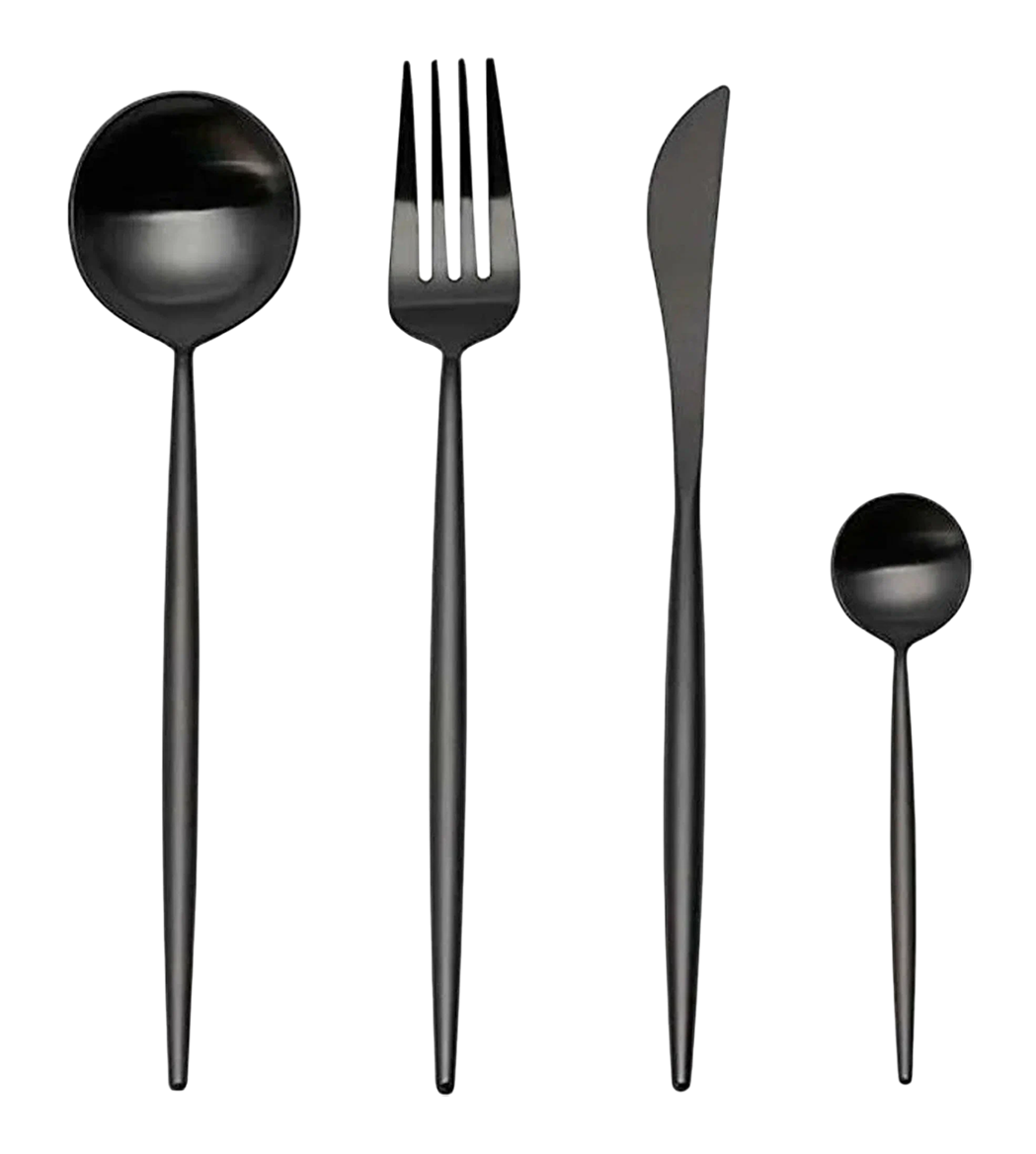 Набор столовых приборов Maison Maxx Stainless Steel Modern Flatware Set (4 предмета) черный