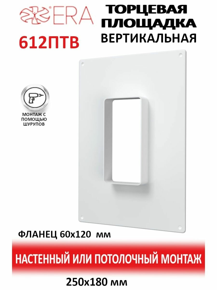 Площадка торцевая ПТВ фланец 60х120 вертикальная 180х250 пластик ERA