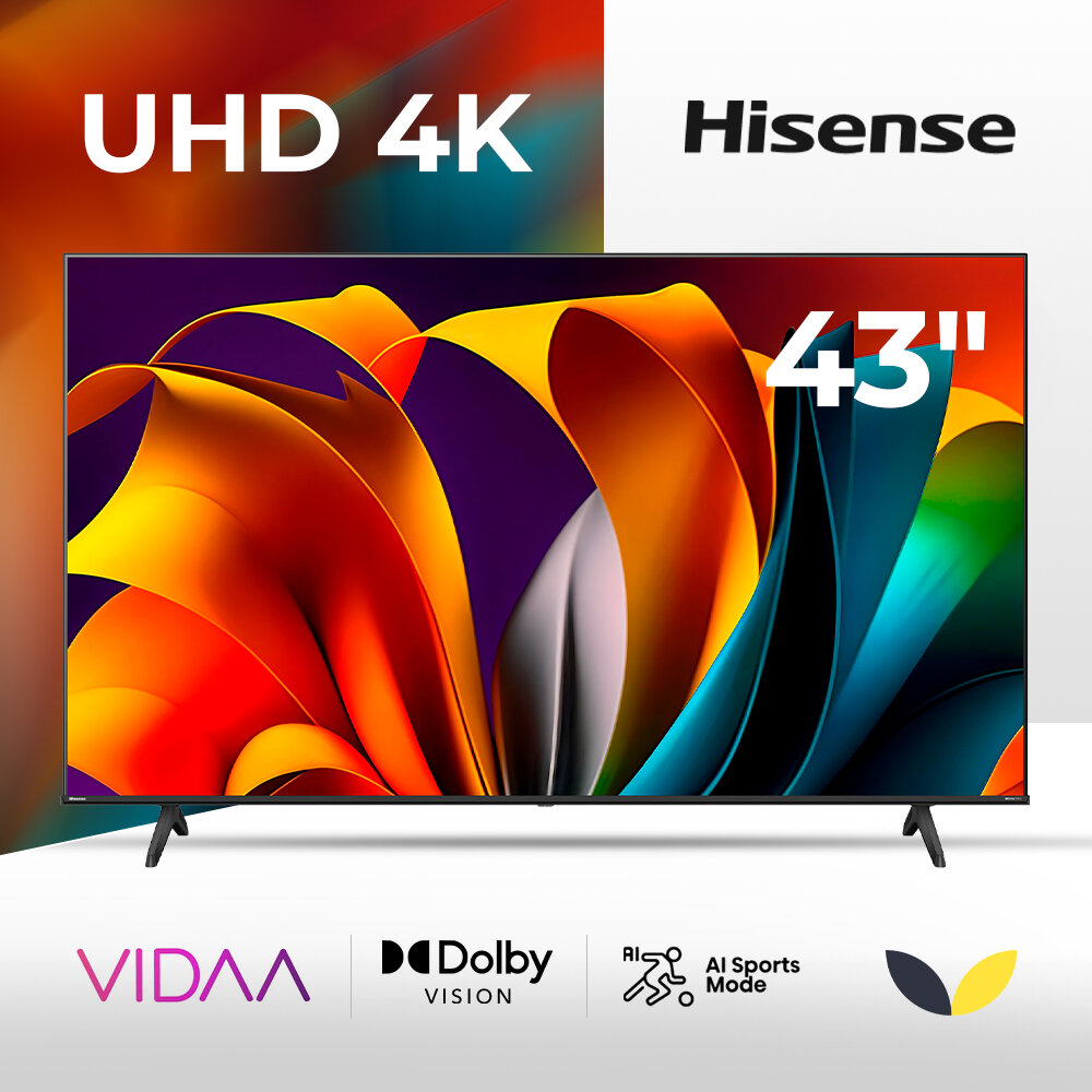 Телевизор 43" Hisense 43A6N 2024 (LED, 4K Ultra HD, Vidaa, Smart TV) черный корпус