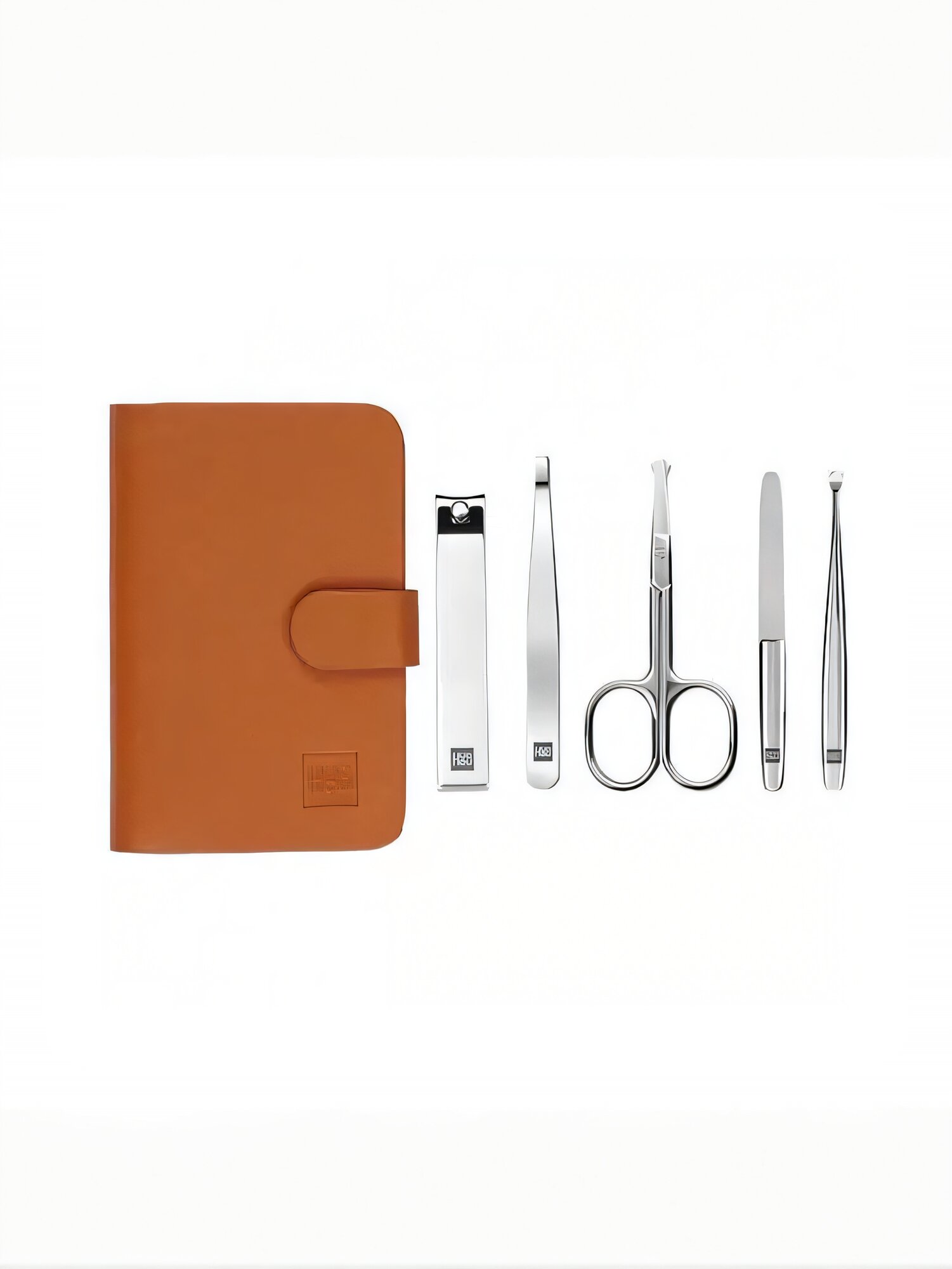 Маникюрный набор HuoHou (5 предметов) Brown HUO061, для ухода за ногтями, коричневый, компактный.