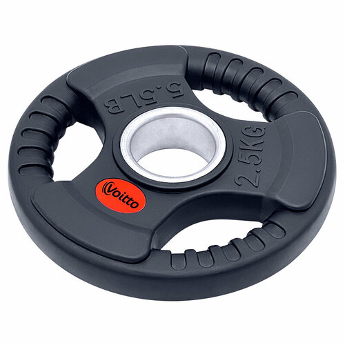 Диск обрезиненный с 3-мя хватами Voitto V-302 2,5 кг, черный (d51)