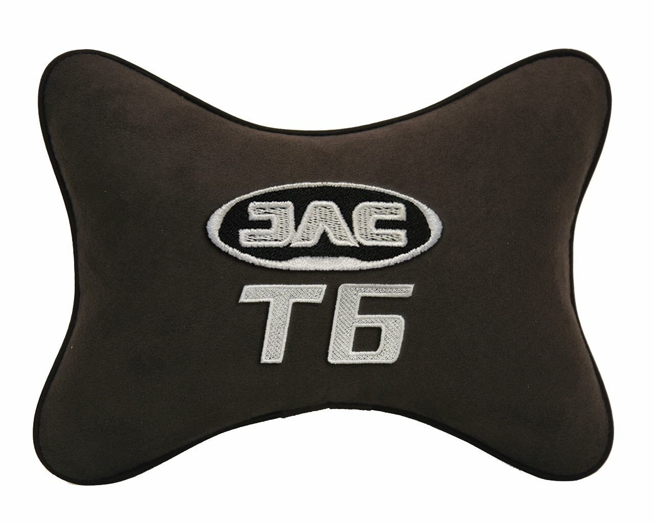 Подушка на подголовник автомобильная коричневая алькантара JAC T6
