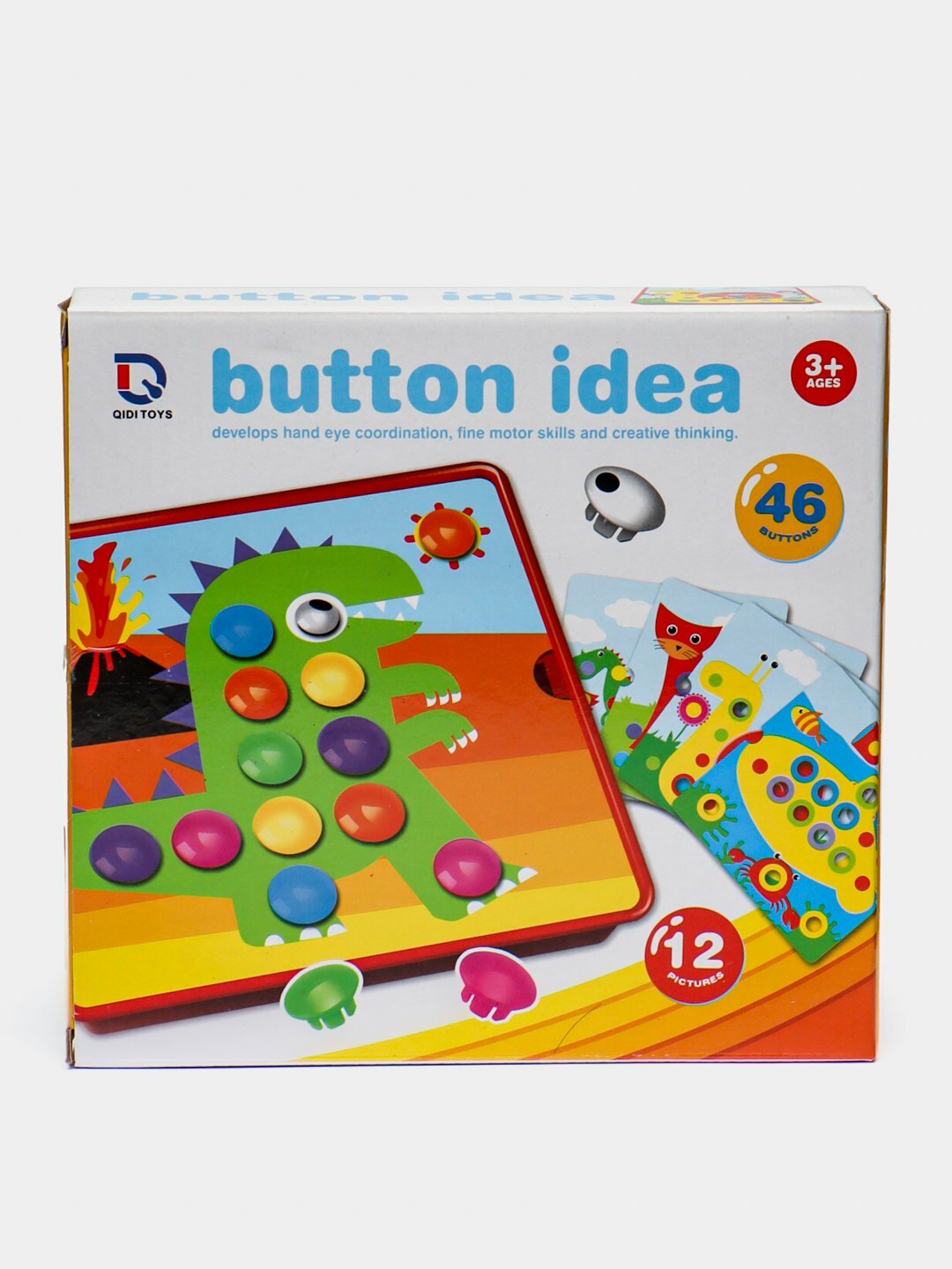 Мозаика для малышей Пуговицы Button idea с большими фишками, 12 трафаретов — фото 1