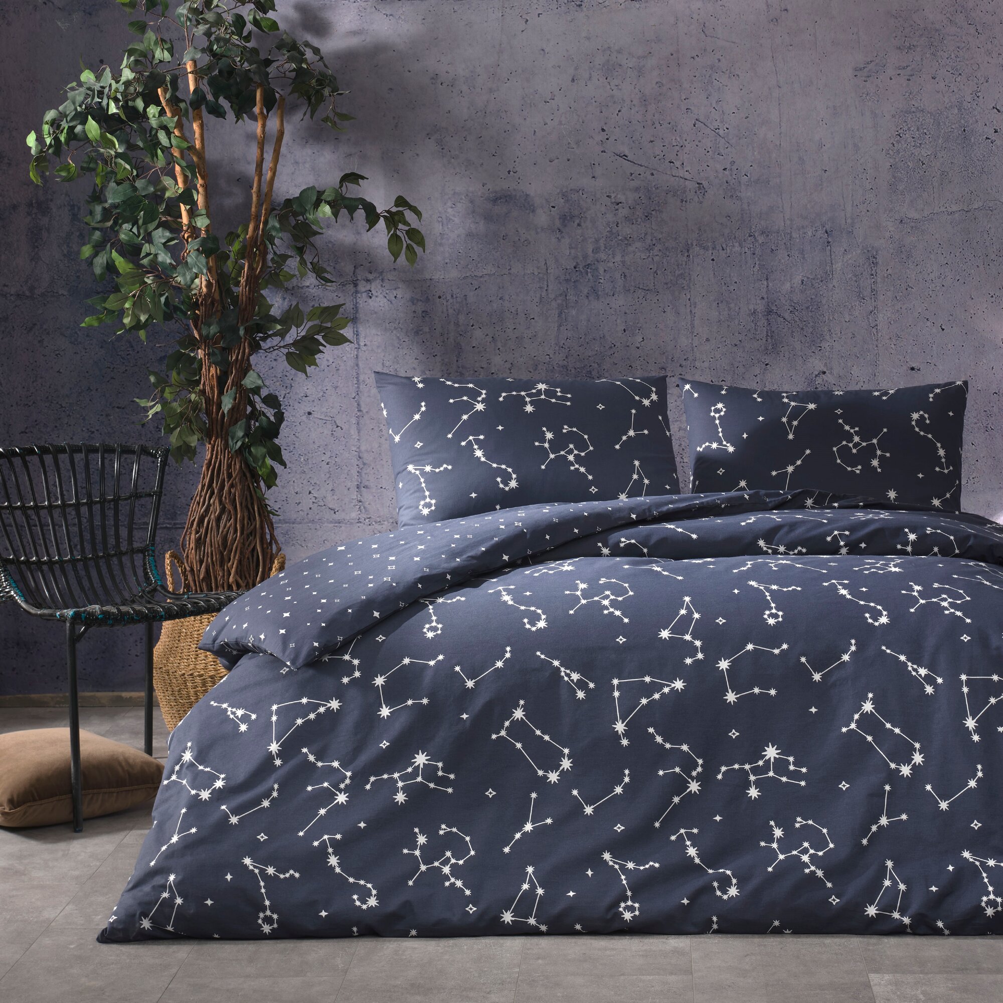 Поcтельное белье ранфорс евро с прямой простыней  240 260 см  Lonny