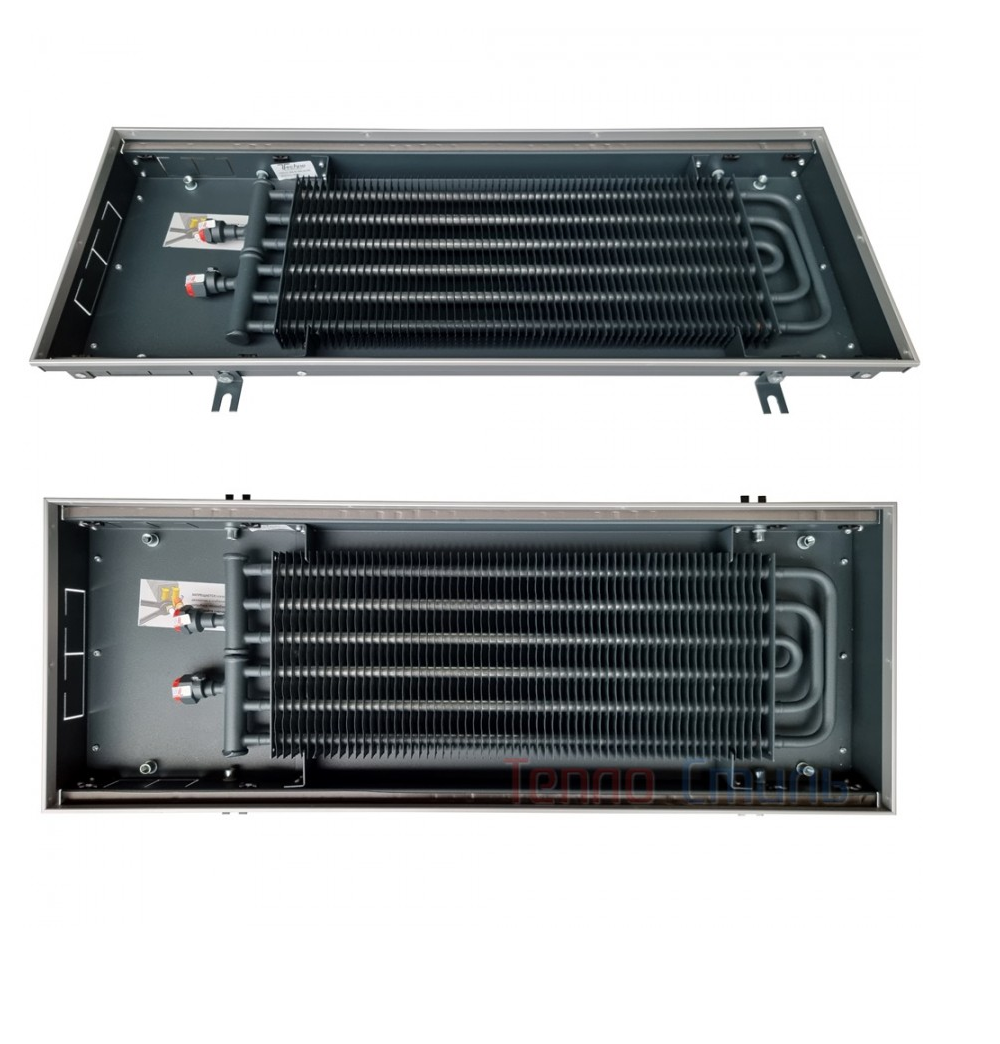 Внутрипольный конвектор Techno Power KVZ(12) 300-65-1200/C с естественной конвекцией окантовка цвет серебро без решетки