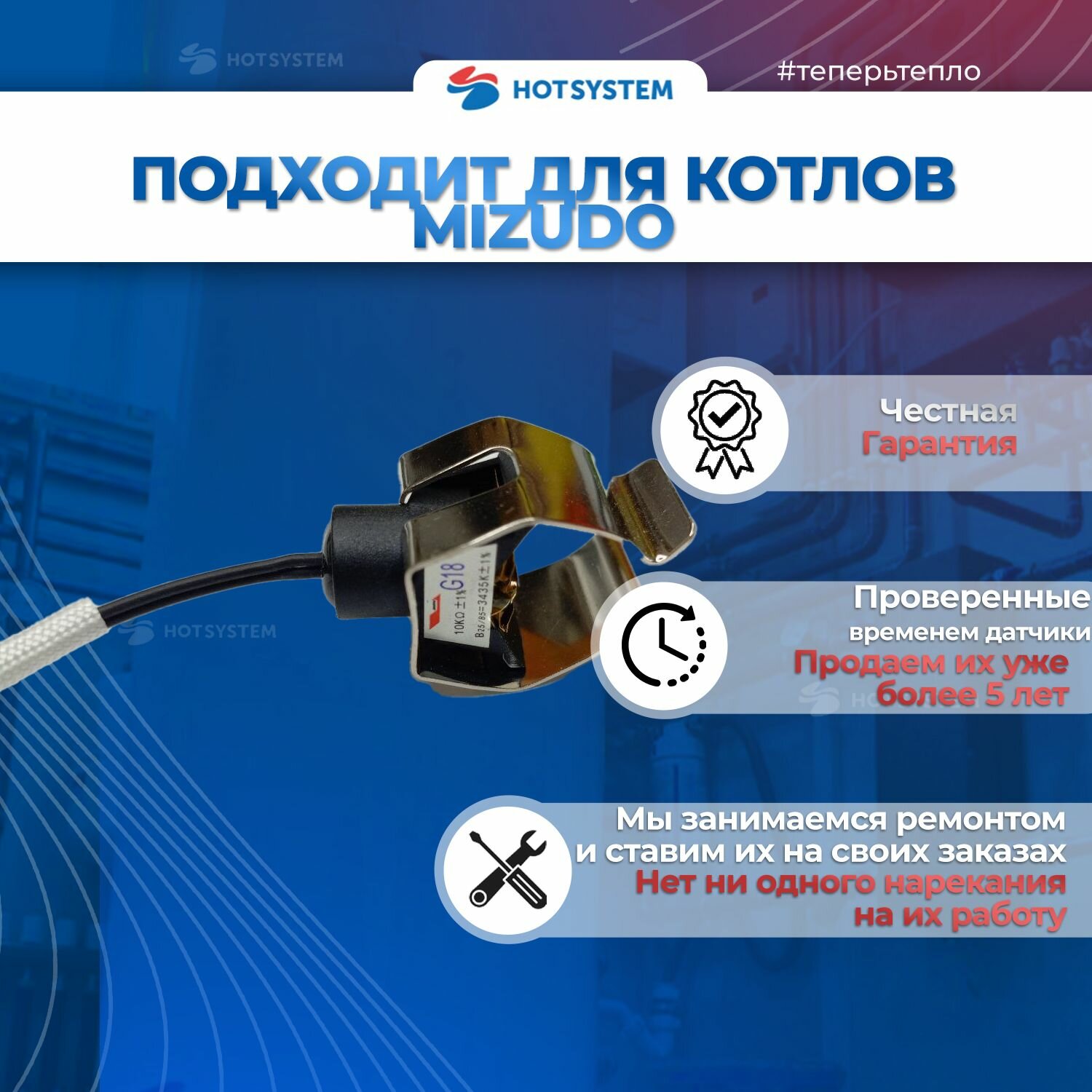 AA.03.01.0004 Датчик температуры NTC для котлов Mizudo — фото 1