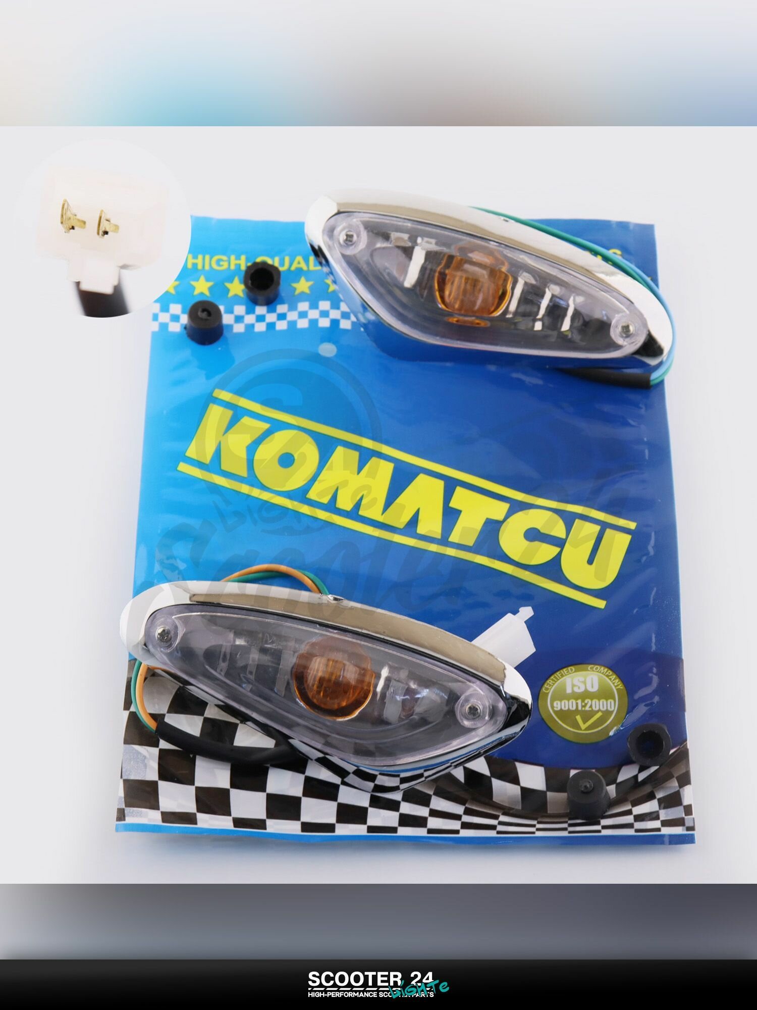 Повороты вспомогательные для мотоцикла, мопеда и скутера (в сборе) NAVIGATOR (передние, пара) "KOMATCU"