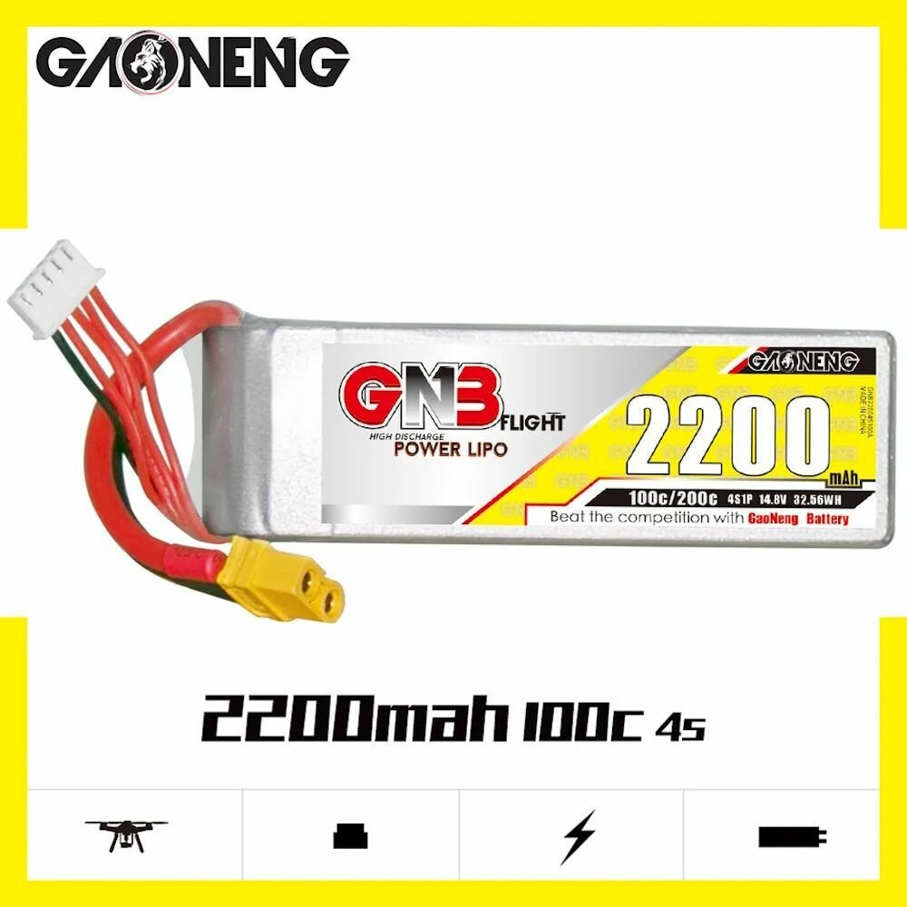 Аккумулятор GAONENG GNB 2200 мАч 100C 4S 148 в Lipo разъем XT60 для радиоуправляемого дрона квадрокоптера вупа FPV