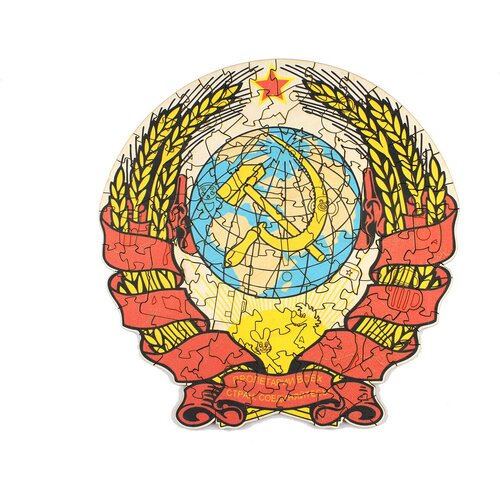 Деревянный фигурный пазл СССР, 121 деталь, 25х25см для детей и взрослых
