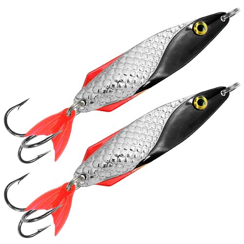 фото Блесна летняя aqua финт 7,5g, набор 2шт, цвет 01 (серебро, черный металлик)