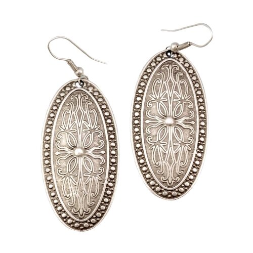 фото Серьги бижутерные чеканка (замок-крючок, бижутерный сплав, серебристый) 54416 otokodesign