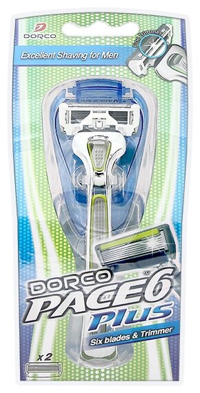 Многоразовый бритвенный станок Dorco Pace 6 Plus, 2 шт.