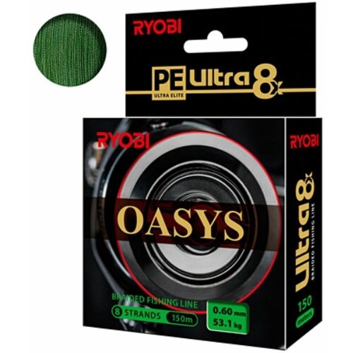 плетеный шнур для рыбалки ryobi oasys dark green 0 30mm 150m Плетеный шнур RYOBI OASYS Dark Green 0,60mm 150m