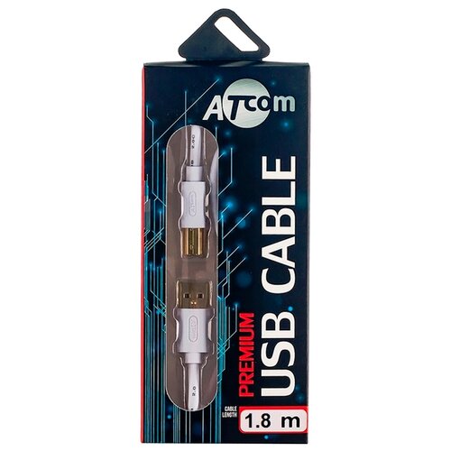 фото Кабель Atcom Premium USB-A - USB-B (AT3786) 1.8 м белый