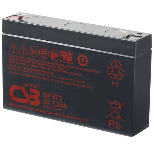 Аккумуляторная батарея CSB GP 672 6В 7.2 А·ч аккумуляторная батарея csb gp 6120 6в 12 а·ч