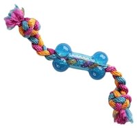 Косточка для собак GiGwi Dog Toys на веревке (75252) голубой/розовый/оранжевый