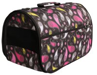Переноска-сумка для собак Lion Lux L 47х30х31 см черный с розовыми, белыми и желтыми пейсли