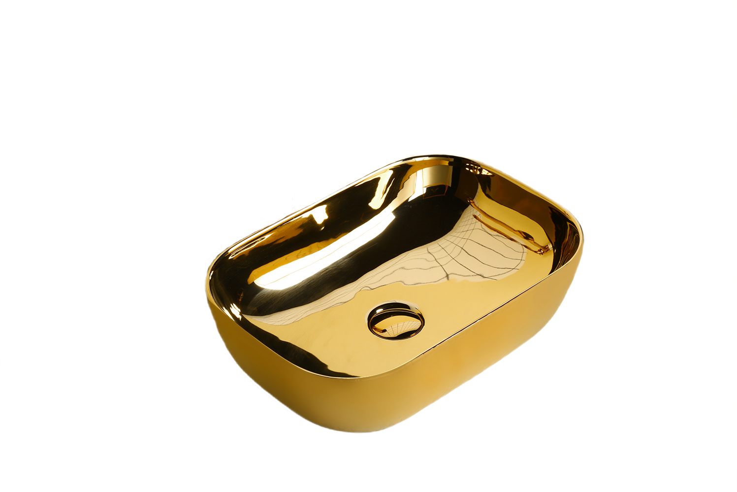 Раковина накладная Cerutti SPA C0078B, золото, прямоугольная (460х330х135) - фотография № 2