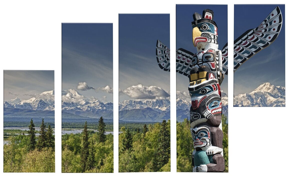 Картина модульная Картиномания "Тотемное дерево Аляски" размер 140х90 см