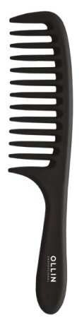 Ollin Расческа-гребень с крупными зубцами и ручкой 396871, прямая, пластик, черный, 20,5 см