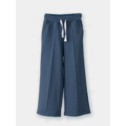 Школьные брюки клеш  Impresa, повседневный стиль, пояс на резинке, стрелки, карманы, размер 33, голубой