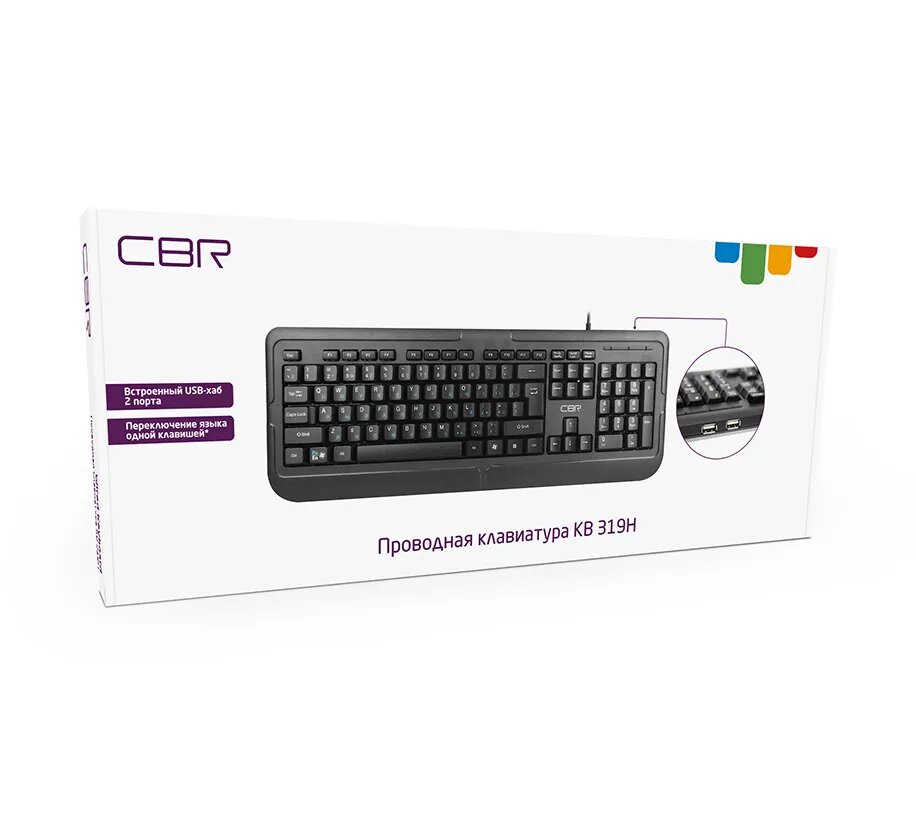 Клавиатура CBR USB, 104 клавиши, встроенный 2-портовый USB-хаб, ABS-пластик, длина кабеля 1,5 м - фото №4