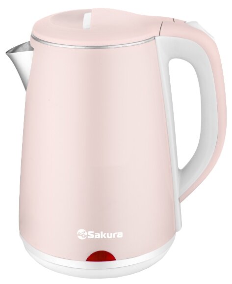 Чайник SAKURA SA-2150 WP (1.8 кВт, 2.2 л, ЗНЭ, двойная стенка) розовый нерж.корпус, (6)