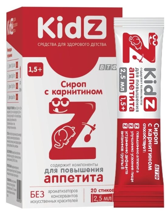 KidZ сироп с карнитином стик, 2.5 мл, 102 г, 20 шт.