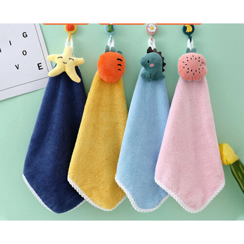 Детское полотенце с игрушкой, 30х30, набор из 4х штук