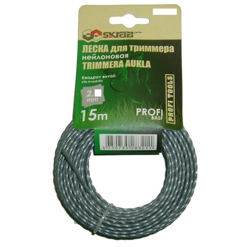 фото Леска для триммера 2,0мм*15 м витая/квадрат/сердечник профи basf 28320 skrab