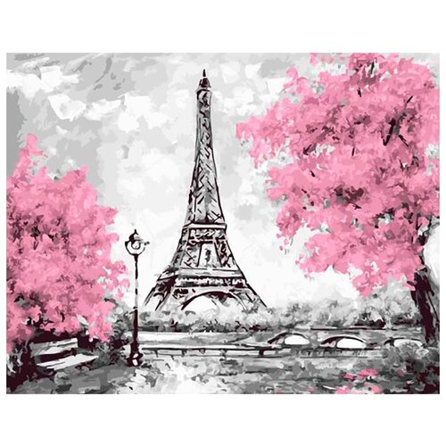 картина по номерам серо розовый париж 40x50 см Картина по номерам Розовый Париж, 40x50 см
