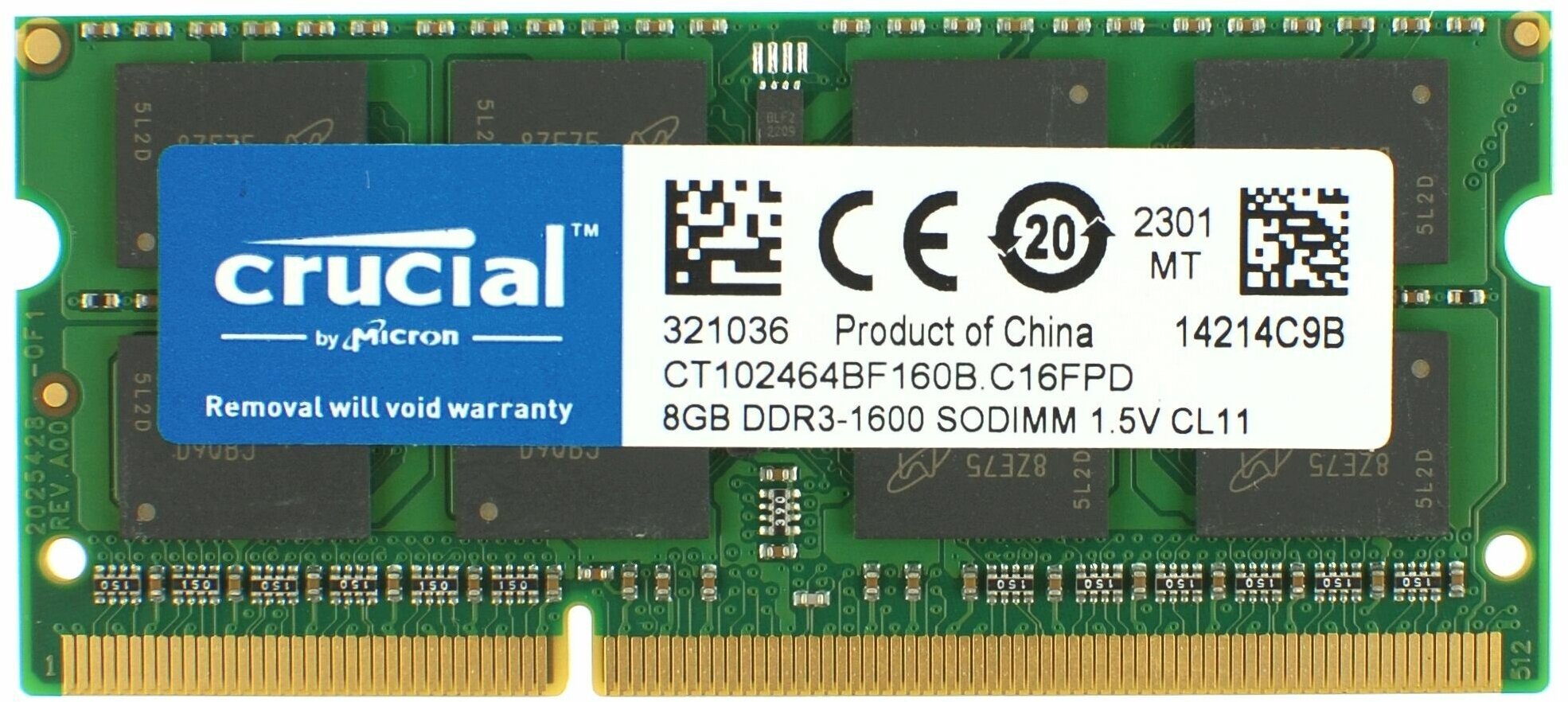 Оперативная память Crucial 8GB DDR3 1600MHz DDR3 PC3-12800