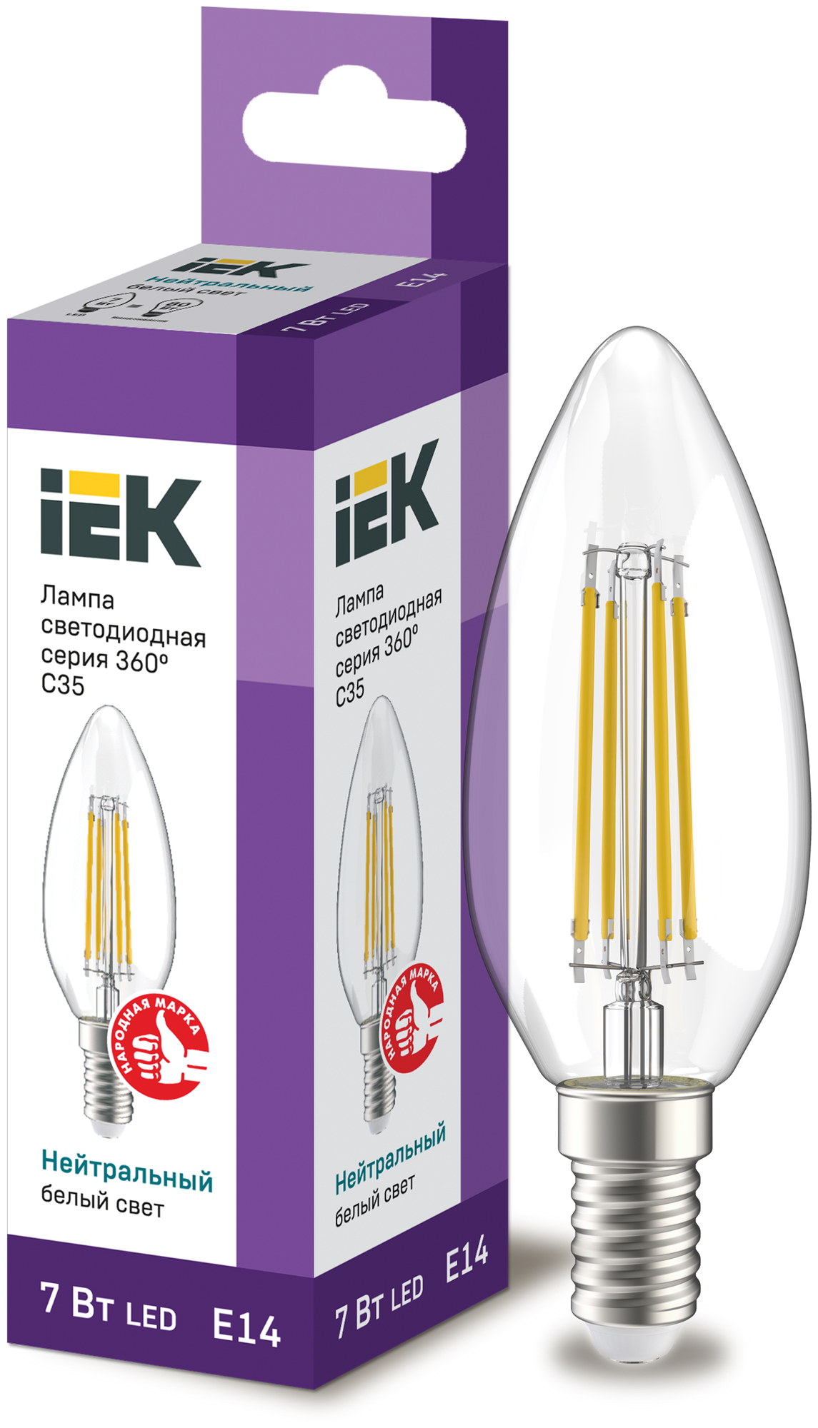 Лампа светодиодная IEK LLF-C35-7-230-40-E14-CL E14 C35