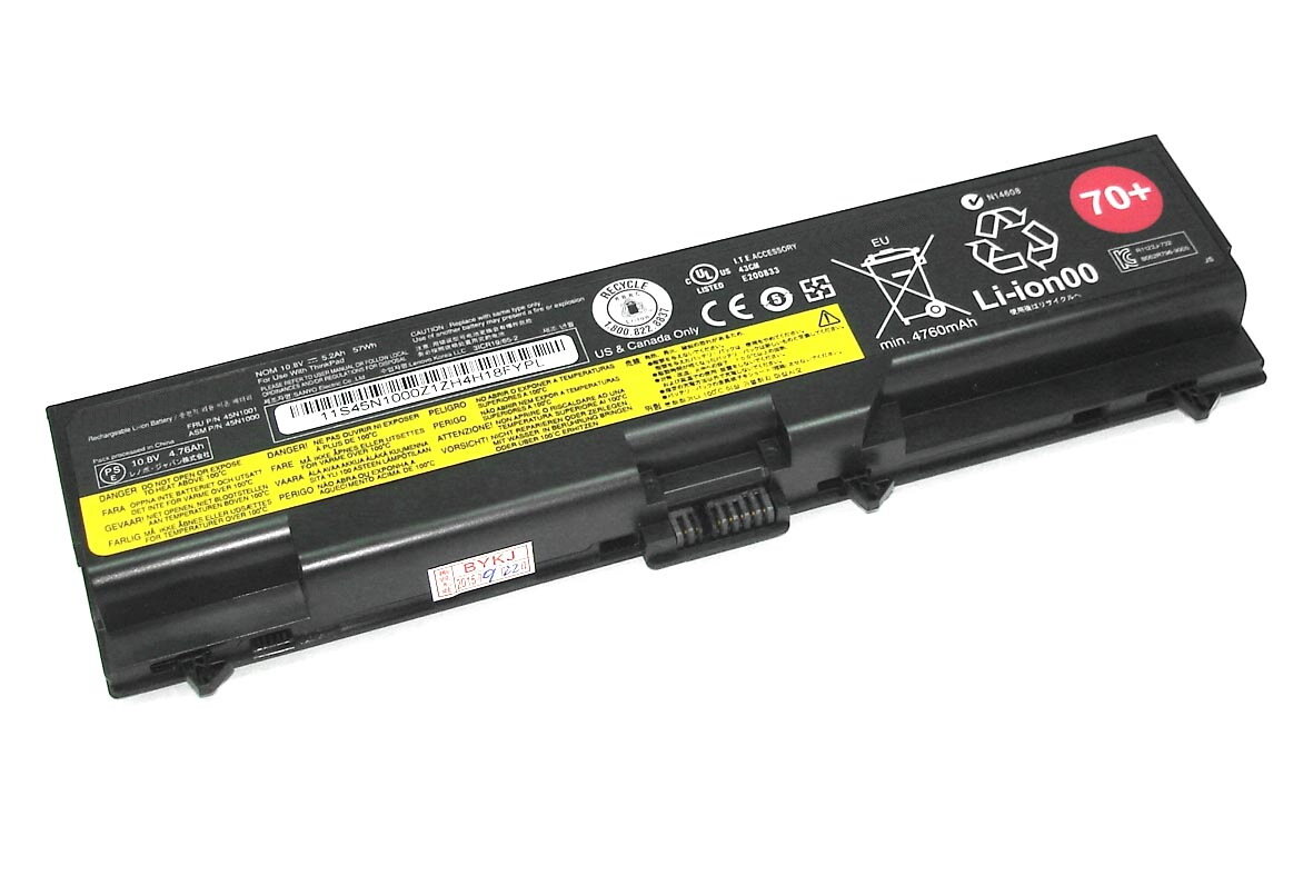 Аккумулятор 45N1005 70+ для ноутбука Lenovo ThinkPad T430 11.1V 48Wh (4300mAh) черный
