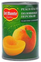 Консервированные персики Del Monte половинки в легком сиропе, жестяная банка 420 г