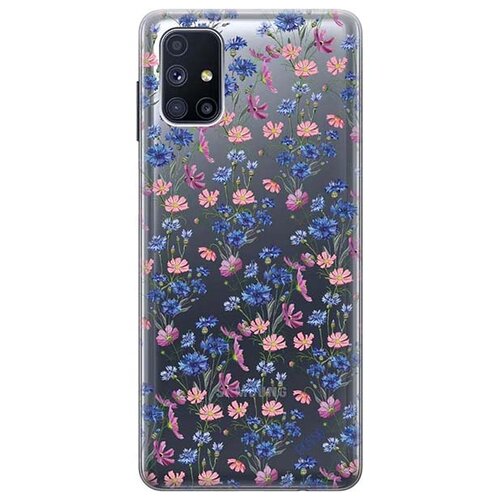 Ультратонкий силиконовый чехол-накладка ClearView 3D для Galaxy M51 с принтом Lovely Cornflowers ультратонкий силиконовый чехол накладка clearview 3d для galaxy m51 с принтом patriotic spirit