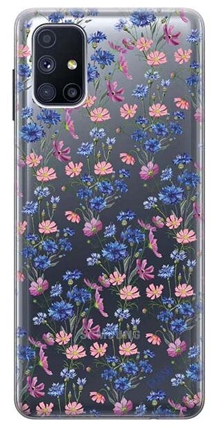 Ультратонкий силиконовый чехол-накладка ClearView 3D для Galaxy M51 с принтом "Lovely Cornflowers"