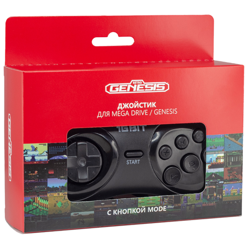 фото Геймпад retro genesis controller 16 bit с кнопкой mode, черный