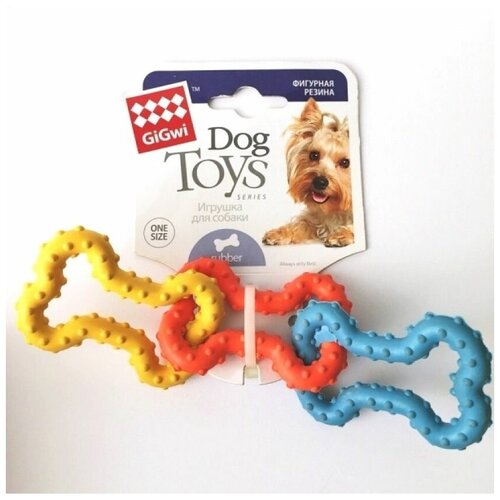 Игрушка для собак GiGwi Dog Toys 3 резиновые косточки (75031), синий/оранжевый/желтый, 1шт.