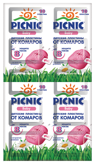 Пластина для фумигатора Picnic Baby от комаров с экстрактом ромашки, 10 г, 10 шт., серебристый/розовый - фотография № 2