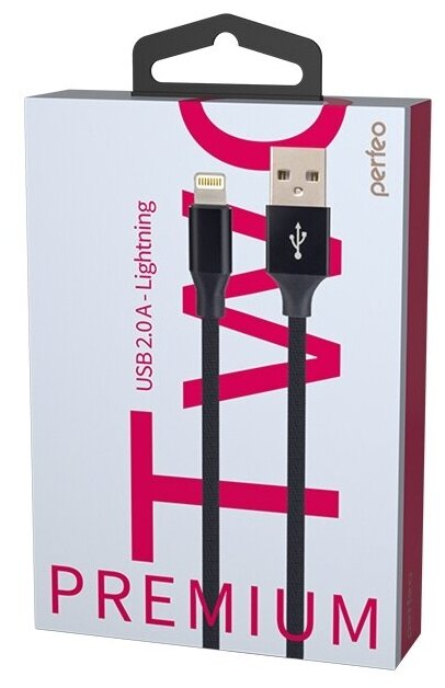 Кабель Perfeo USB - Lightning (I4317) 2 м черный фото 2