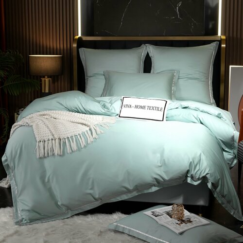 Комплект постельного белья Однотонный Сатин Премиум широкий кант OCPK019/ 2 спальный