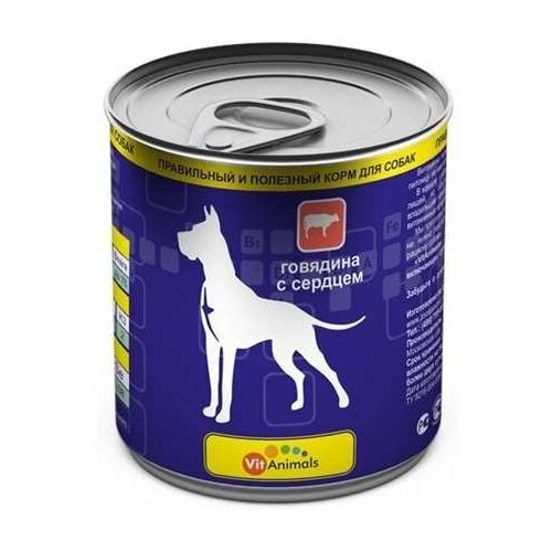 Vitanimals Консервы для Собак Говядина с Сердцем 12х750гр