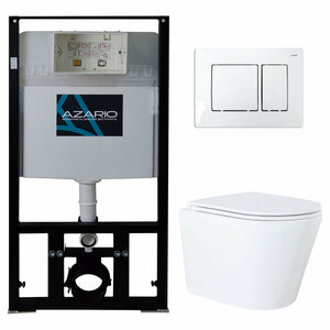 Сет: AZARIO инсталляция с панелью смыва + унитаз Teramo( круглый) с сидением микролифт +клавиша 0032, белая AZ-8010-1000+AZ-8200-0032+AZ-0053