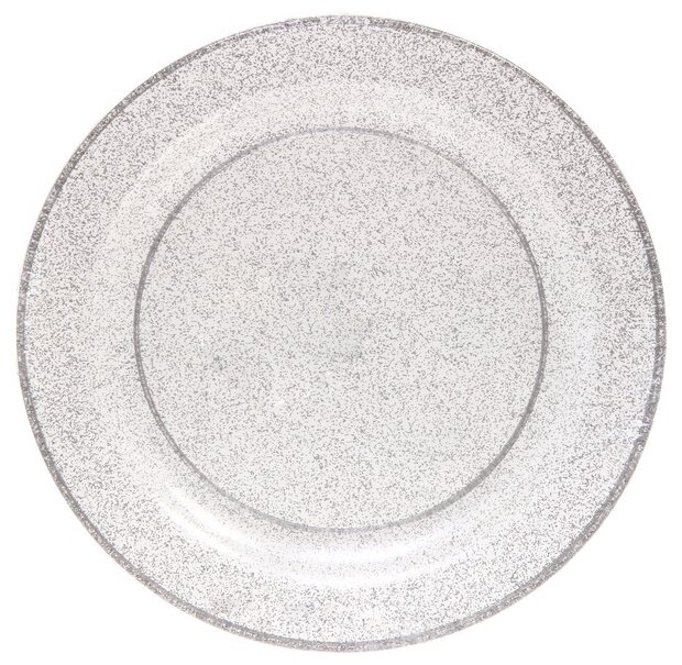 Тарелка одноразовая 18 см «Блестки серебро» в наборе 3шт