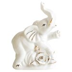 Статуэтка Yiwu Zhousima Crafts Белый слон с розой 8.5 см - изображение