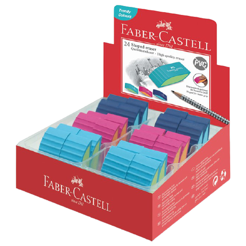 фото Faber-castell набор скошенных ластиков 183049, 24 шт. розовый/зеленый/голубой