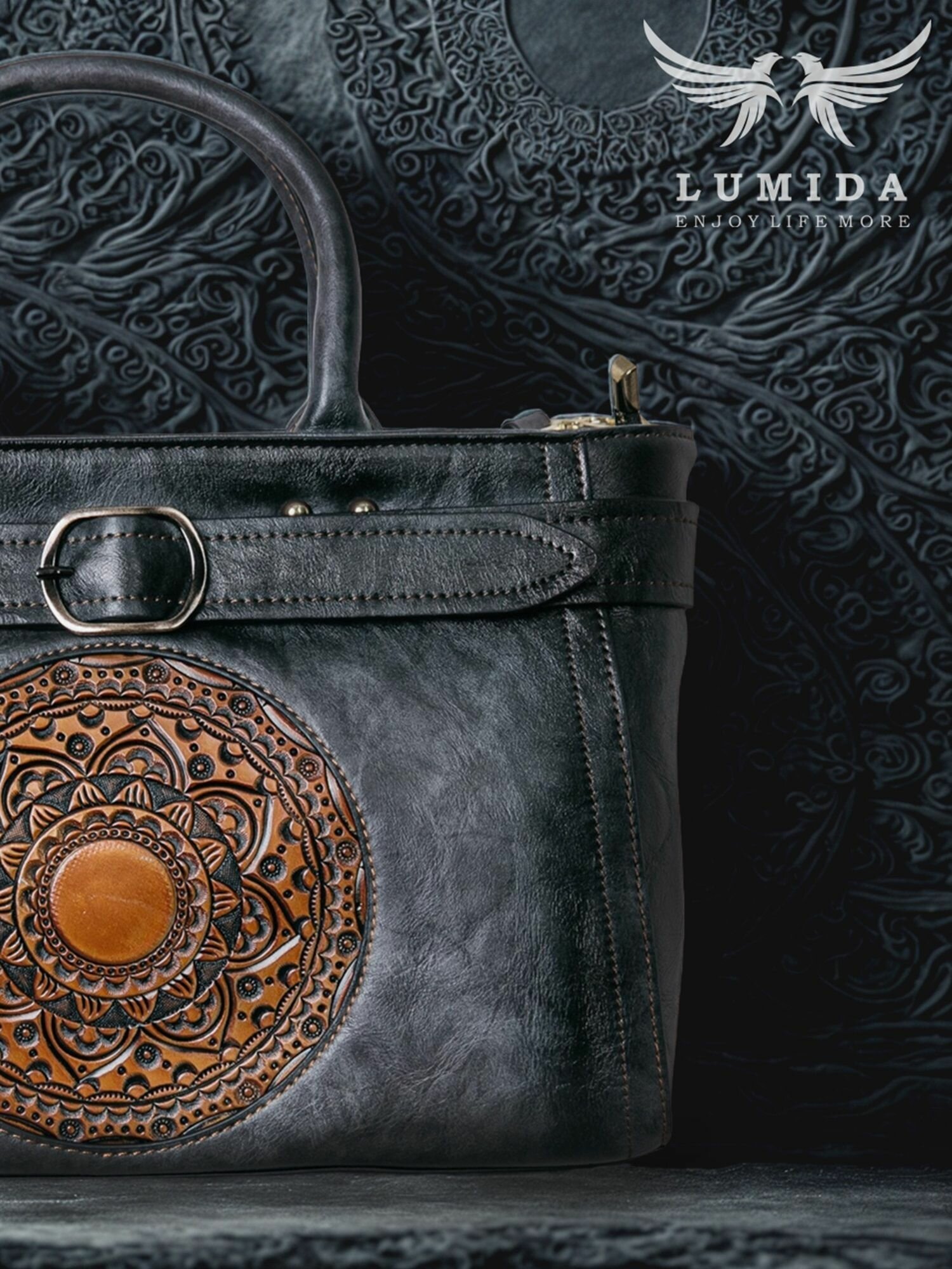 Сумка багет LUMIDA, фактура тиснение, серый